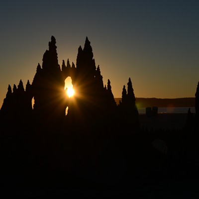 This picture of the sunset taken through an amazing sand castle on Feb. 19, 2016, at Coronado Beach California (San Diego). Photo by David Storey of Clarkston.