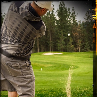 5/19/2016
    The Highlands Golf Course Post Falls
    Photographert Scott Brice,&nbsp;38, Hayden
    Matthew Chatigny, 38, of St Maries, Idaho, taking advantage of the cooler weather for a round of golf.