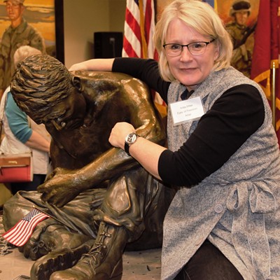 We attended the "Eyes of Freedom" opening ceremony for the National Debut of the sculpture "Silent Battle", with the Artist Anita Miller, held at the Red Lion. Taken March 2, 2018 by Mary Hayward of Clarkston.