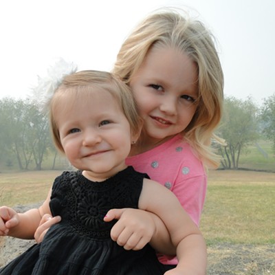 Hold on tight sister! Rylie Arnzen, 3, and Remi Arnzen, 1, at the Lions Park in Grangeville, Idaho. The sisters are the children of &nbsp;Dusty and Bridget Arnzen of Grangeville. Photo was taken Aug. 25.