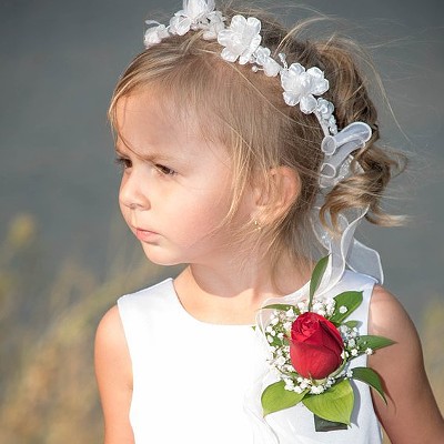 This is Sophia, 5, at her Mom and Dad's wedding on August 15, 1015, at Granite Lake Park in Clarkston, Washington.
    Sophia's parents are Chris & Katie Gustafson.