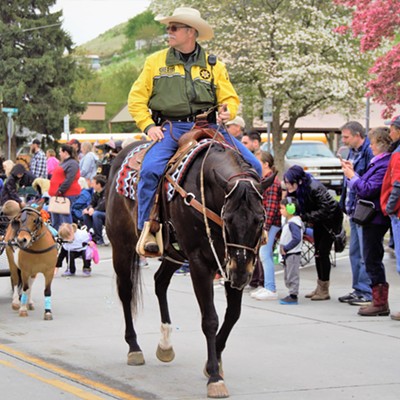 The Asotin County Parade was a success and many turned out to see the horses including Sheriff John Hilderbrand and his wife with their grandchildren. Taken April 27, 2018 by Mary Hayward.