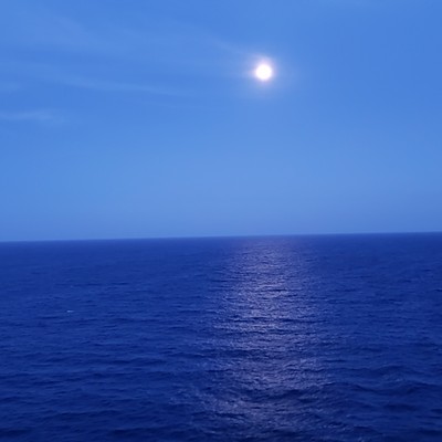 Taken from my cabin on the Cruise Ship Oasis of the Seas. Blue skys, blue ocean at early evening.
    
    Taken on 12/23/2018
    Taken by: Michael Pedersen