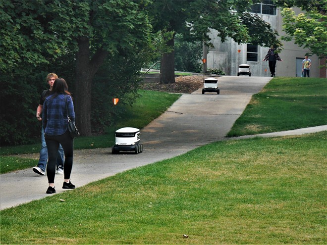 Starship Robots making food deliveries on the University of Idaho Campus.