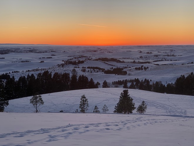 Sunset on the Palouse on a snowy day