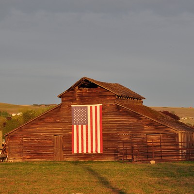 Saw this barn and flag and came back to photograph it by the dawns early light. This is one of several images I took on 4/1/2021 in Clarkston. By Jerry Cunnington.