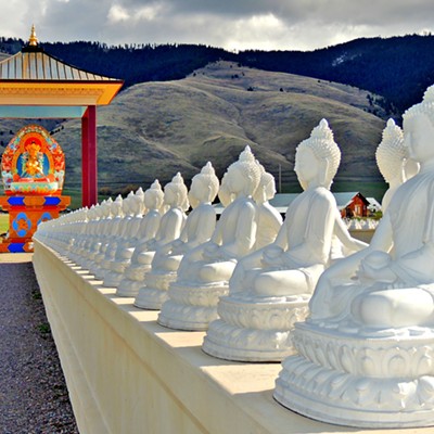 Yum Chenmo (The Great Mother) at the Garden of One Thousand Buddhas in Arlee, Montana. The photo was taken on April 2, 2017 by Leif Hoffmann (Clarkston, WA) on a stop returning with family from a visit to Missoula.