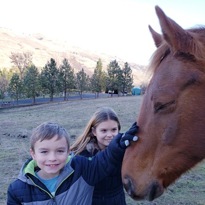 My grandkids have a special relationship with our quarterhorse Bo -- their touch almost puts him to sleep!
    
    Taken: 12/22/2018
    @ Redheart Ridge near Lenore, ID at their grandparents home
    Photographer: "G-ma" Debbi Duffy
    Pictured are:
    Lincoln Haynes, age 7-1/2
    Harper Haynes, age 9Lincoln and Harper are the children of Sunny and Darrin Haynes of Lewiston.