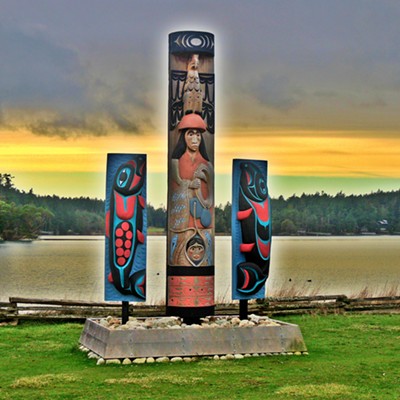 This photo of a totem pole on the edge of the parade ground at the English Camp of the San Juan Island National Historical Park was taken by Leif Hoffmann (Clarkston, WA) on December 21, 2018. This totem pole was a gift from the Lummi Tribe in celebration of their ancestral claim on the land.