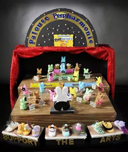 Palouse residents Inga Kingsley, Amy Browse and Diane Worthey won the 2015 360 Peeps Diorama contest with their entry, "Palouse Peepharmonic." - TRIBUNE/KYLE MILLS