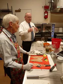 Recent culinary class participants learned the basics of fixing a trout dinner from Bill Jollymore and Aaron Jollymore.