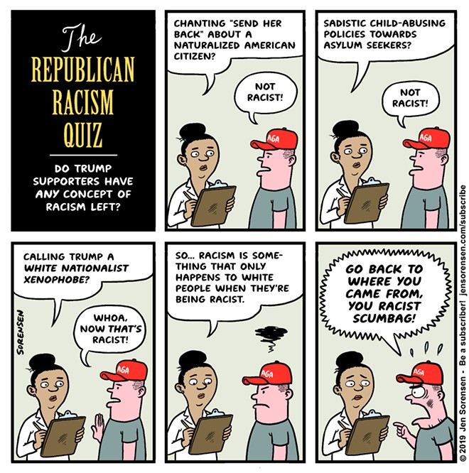The Republican Racism Quiz: Sorensen comic &#151; week of July 25