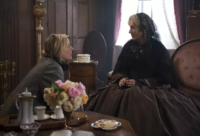 This image released by Sony Pictures shows, writer-director Greta Gerwig, left, and actress Meryl Streep on the set of "Little Women." On Monday, Jan. 13, Gerwig was nominated for an Oscar for adapted screenplay for her work on the film. - WILSON WEBB/SONY PICTURES VIA AP