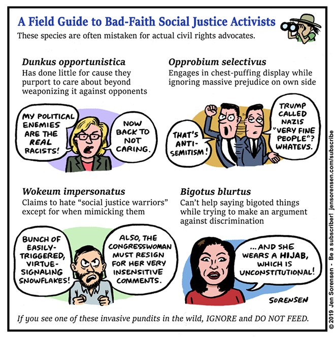 A Field Guide to Bad-Faith Social Justice Activists: Sorensen comic &#151; week of March 14
