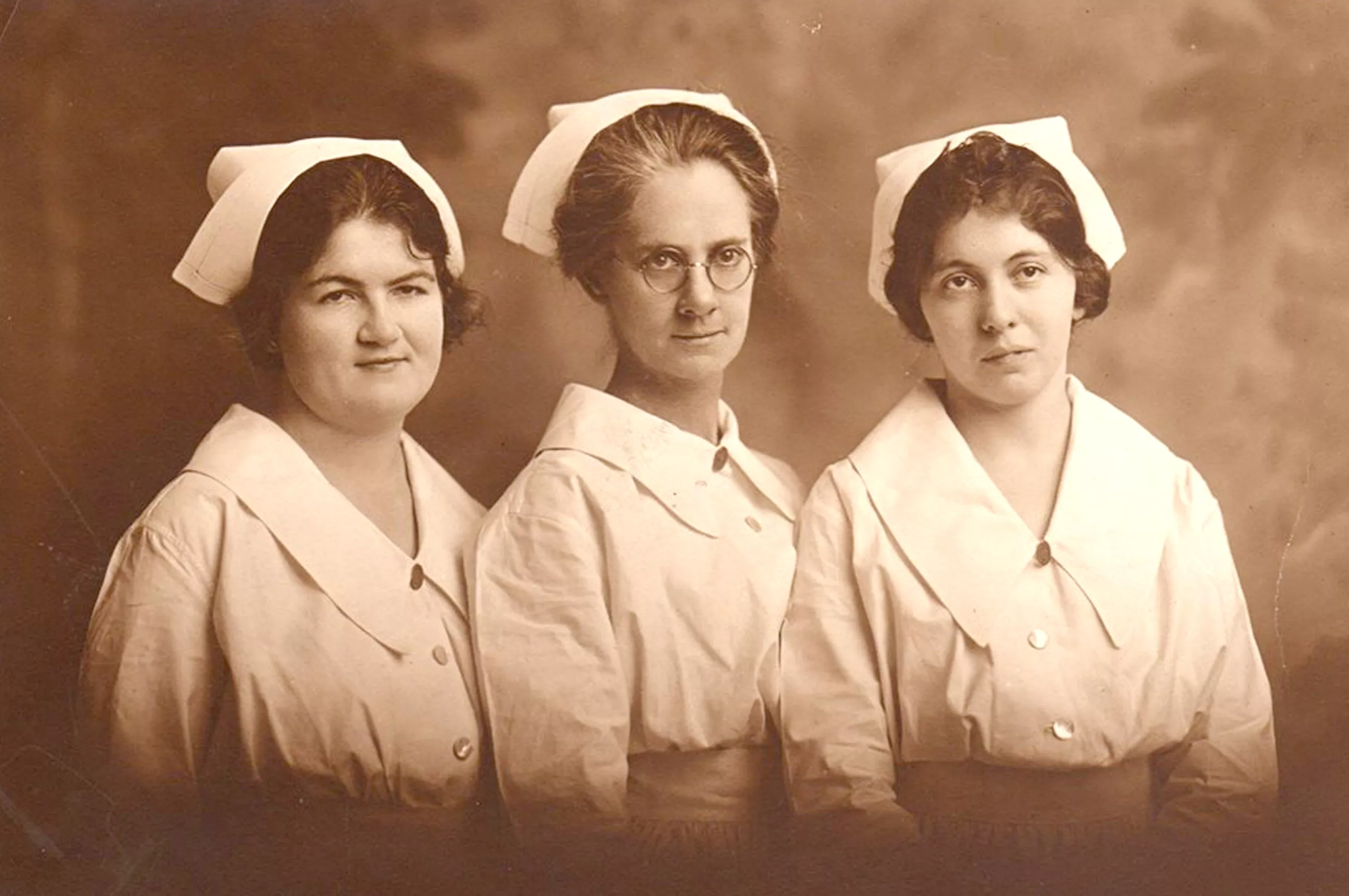 St. Joseph's Hospital nursing graduates from 1922 include, from left, Bernadette Scully, Anna Riley and Gladys Gordy.