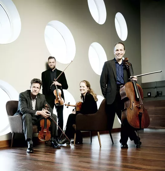 The St. Lawrence String Quartet includes, from left: violinist Geoff Nuttall, violinist Owen Dalby, violist Lesley Robertson and cellist Christopher Costanza.