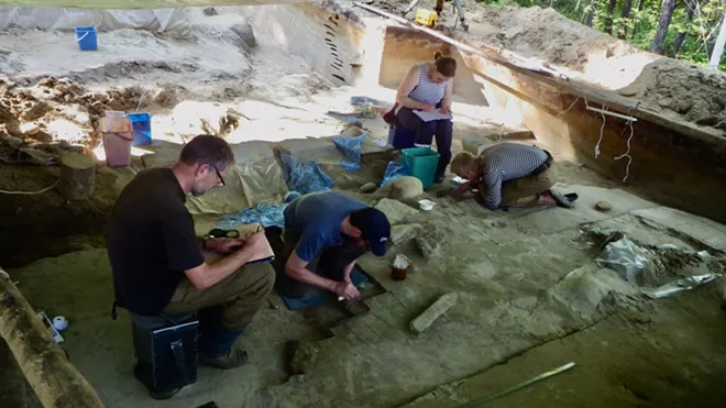 This photos shows the Kovrizhka site that John Blong, assistant professor of anthropology at Washington State University, excavated with his Russian colleagues in southern Siberia. The site is 18,000 years old. - JOHN BLONG