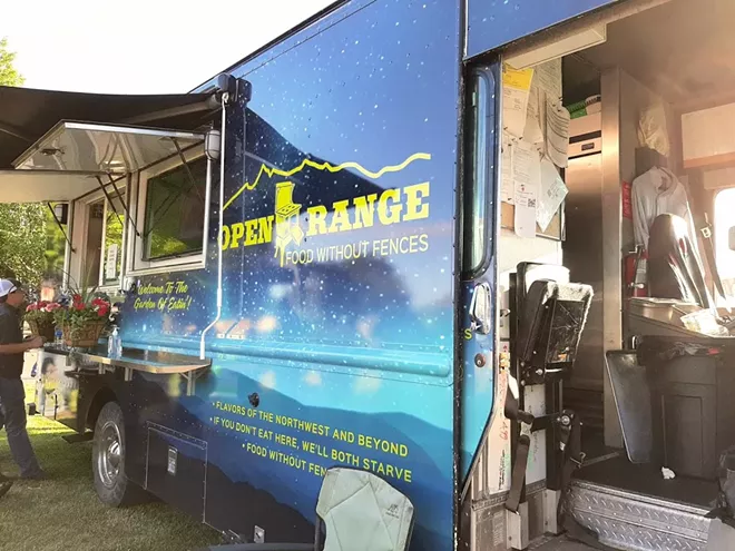 Open Range food truck, with their motto “If you don’t eat here, we’ll both starve.” - BAILEY BROCKETT/INLAND 360
