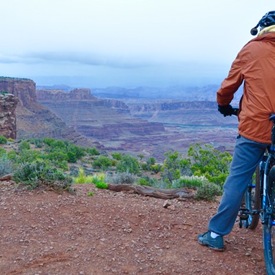 Moab, Utah, is a mountain biker's dream. With a diverse, well-marked system of single track trails for every skill level, it is the best on the planet. This photo taken at Dead Horse Point State Park on April 26.