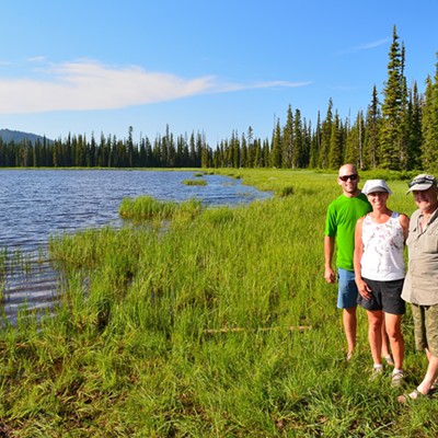 Left to right are Justin Barnes, Robin Barnes and Dan Barnes, all of Moscow. This photo was taken by Bob Woods, also of Moscow, on July 12, 2014, at Lily Lake, near the spot where the photo that appeared on the front page of the Tribune on Nov. 22, 2015 was taken.