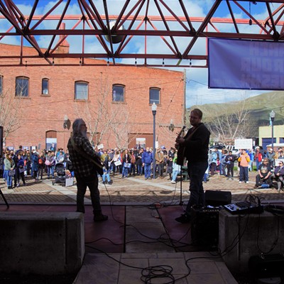 The March for Our Lives was held at Brackenbury Square, Rollie Hallen and Brian Grimm sang a few songs for the crowd. Taken March 24, 2018 by Mary Hayward of Clarkston.