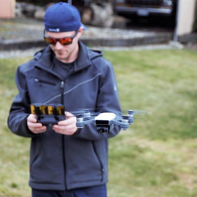 Our son, Shane, stopped by to demonstrate his new drone and how it worked. Taken March 4, 2018 by Mary Hayward of Clarkston.