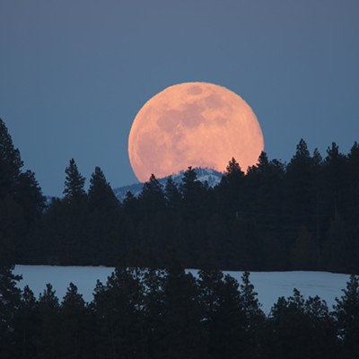 The supermoon on the first day of Spring, March 20, 2019, east of Palouse on North River Road.
    Jim Fielder, 600 mm lens on Canon camera.