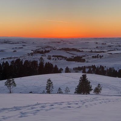 Sunset on the Palouse on a snowy day