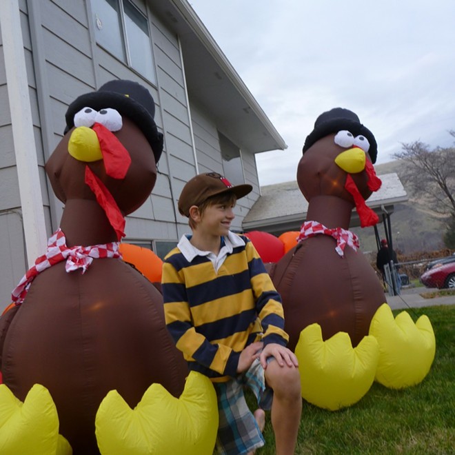 Chase Blank (ae 12) and his turkeys, Asotin WA