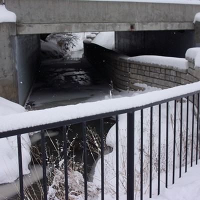 Lots going on here in this snowy view of the underpass on the Latah Trail shot yesterday on my walk.