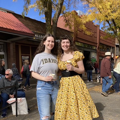 Andrea and Mary, celebrating U of I Homecoming in Vandal attire. Andrea, a junior studying Apparel, Textiles & Design at UI’s School of Family and Consumer Sciences, created her dress on Friday, just in time for Saturday’s parade.