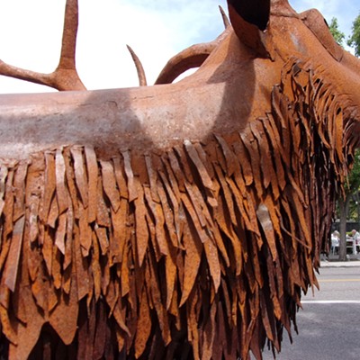 This is a close up of an elk artpiece in downtown Couer d'Alene I shot on June 25th.
All that welding must've taken a while to do!