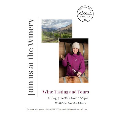 Wine Tasting & Tours @ Colter's Creek Winery & Vineyard