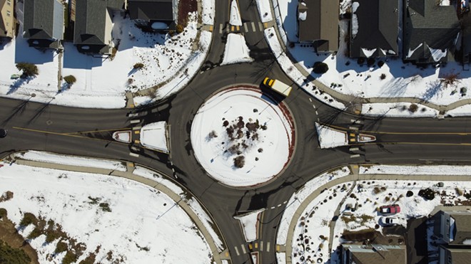 Yellow Truck in Moscow Traffic Circle