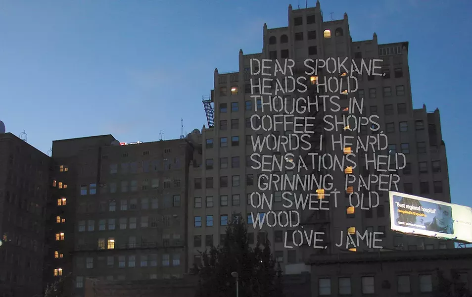 A rendering of a projection on the Paulsen Building.