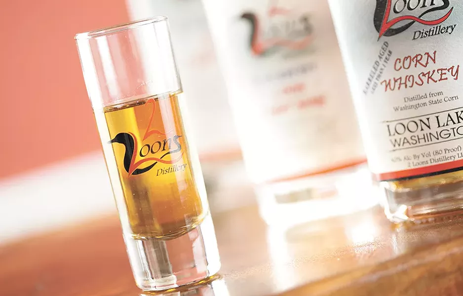 A shot of barrel-aged corn whiskey from 2 Loons Distillery. - YOUNG KWAK