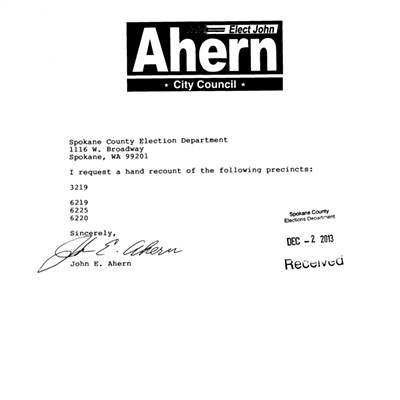 Ahern requests recount
