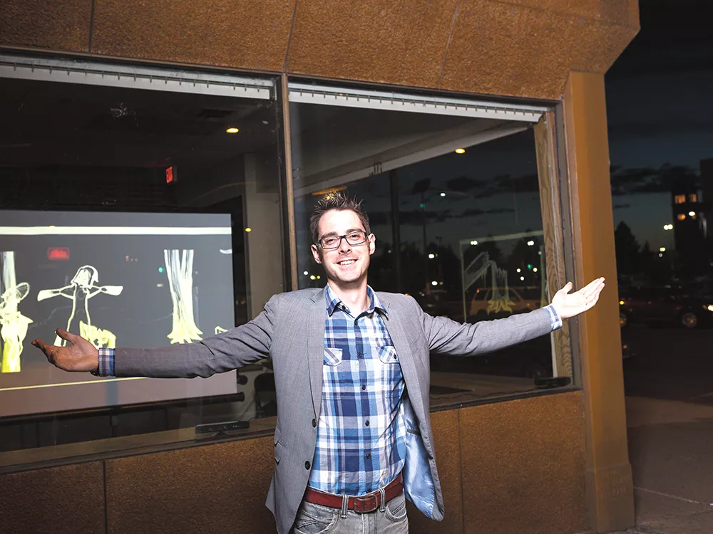 Alan Chatham with one of his interactive pieces, an example of projects that will result from the upcoming Art Up Weekend. - STEPHEN SCHLANGE