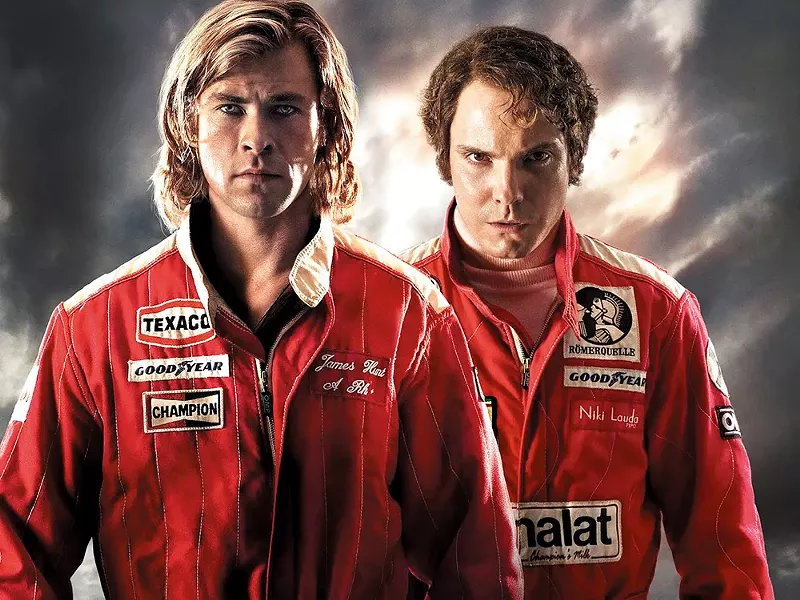 Chris Hemsworth (left) and Daniel Bruhl thankfully don\'t have to race against Ricky Bobby.