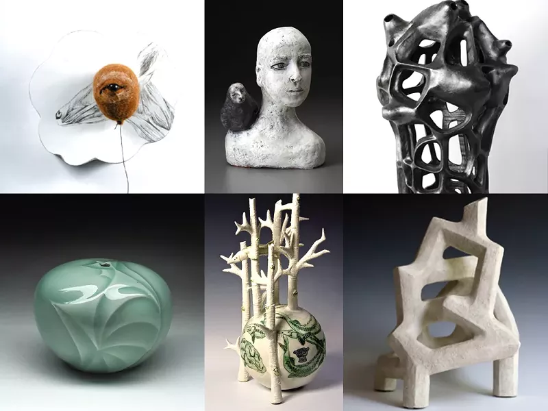 Clockwise from left, works by Matthew Dercole, Diane Sullivan, Joan Lurie, Joshua T. Wood, Margret K. Haydon and Bob Bruck.