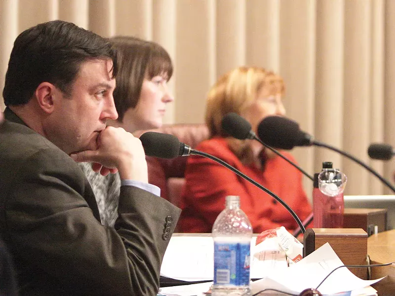 Council President Ben Stuckart (left) listens to public testimony. - YOUNG KWAK