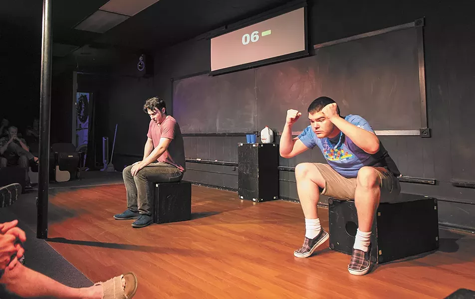 Dave Honeycutt, right, and Conner Monroe at Blue Door Theatre. - MATT WEIGAND