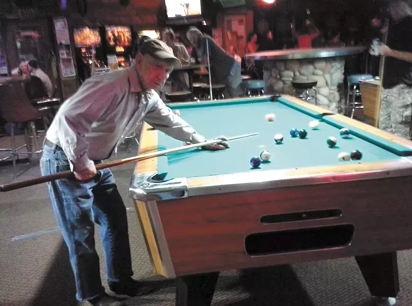 Delbert Belton playing pool at the Lariat, courtesy of Ted Denison