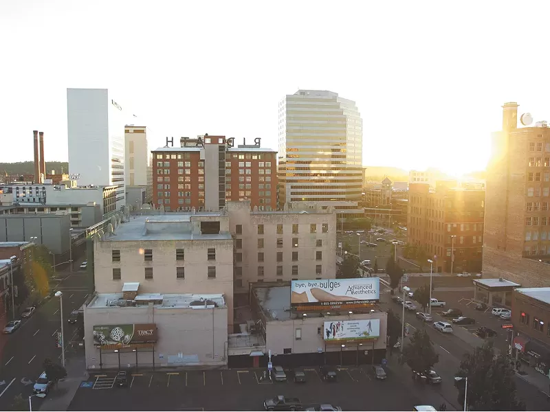 Downtown Spokane from the Hutton Building, formerly owned by Rob Brewster. Brewster has lost many of his iconic Spokane buildings. - YOUNG KWAK
