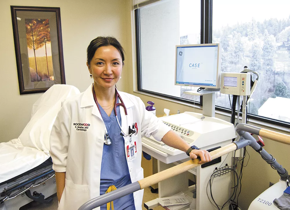 Dr. Enkhtuyaa "Ellie" Mueller, a cardiologist with Rockwood Clinic, uses "stress testing" to help diagnose cardiovascular disease. - JACOB JONES
