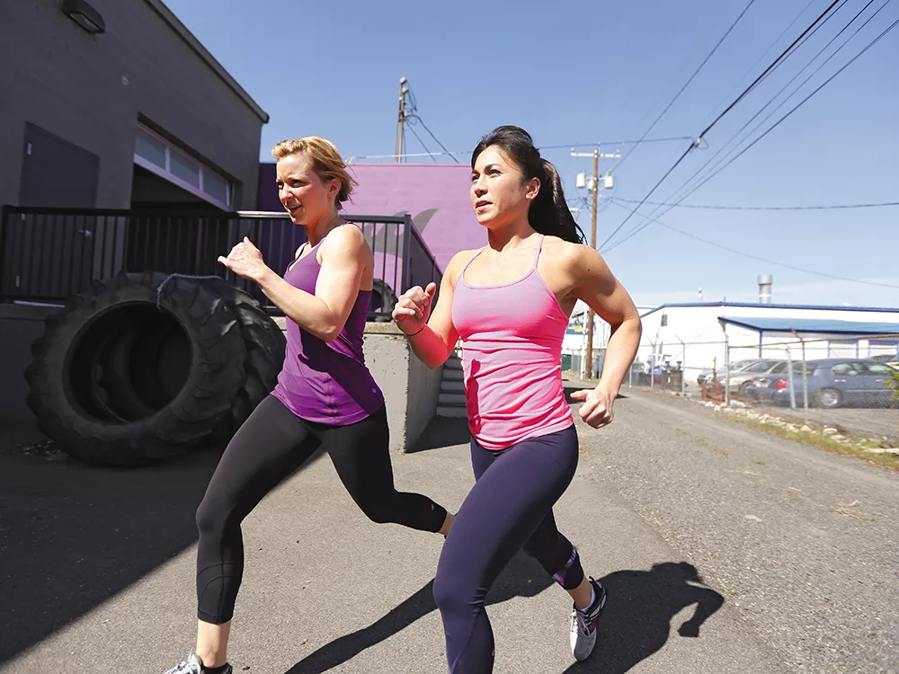Farmgirlfit owners Jenni Niemannleft and Jaunessa Walsh recommend a balanced approach, with running and weights. - YOUNG KWAK
