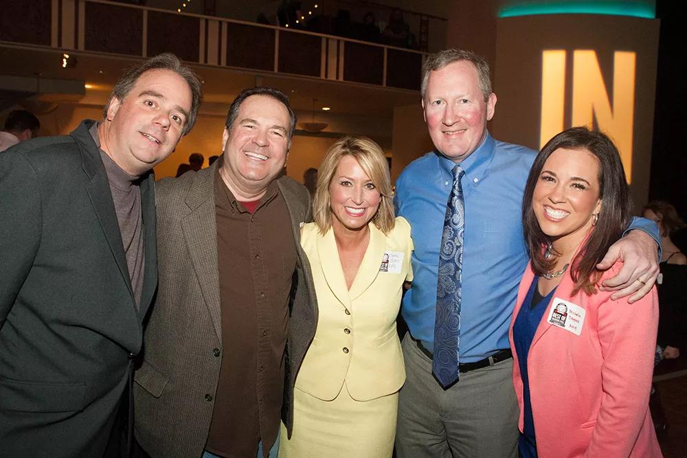 From left: Dave Sposito of ZZU's Dave, Ken and Molly; KREM's Tom Sherry; KHQ's Leslie Lowe; Inlander Publisher Ted S. McGregor Jr.; KHQ's Michelle Dapper. - MEGHAN KIRK