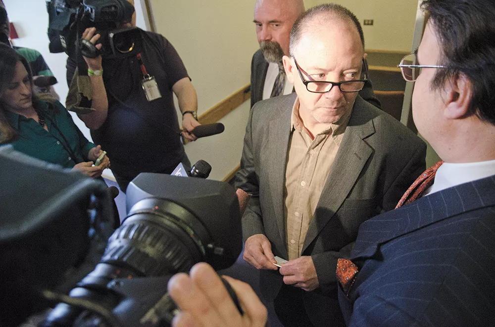 Gail Gerlach briefly addresses reporters following his acquittal on manslaughter charges last week. - JACOB JONES