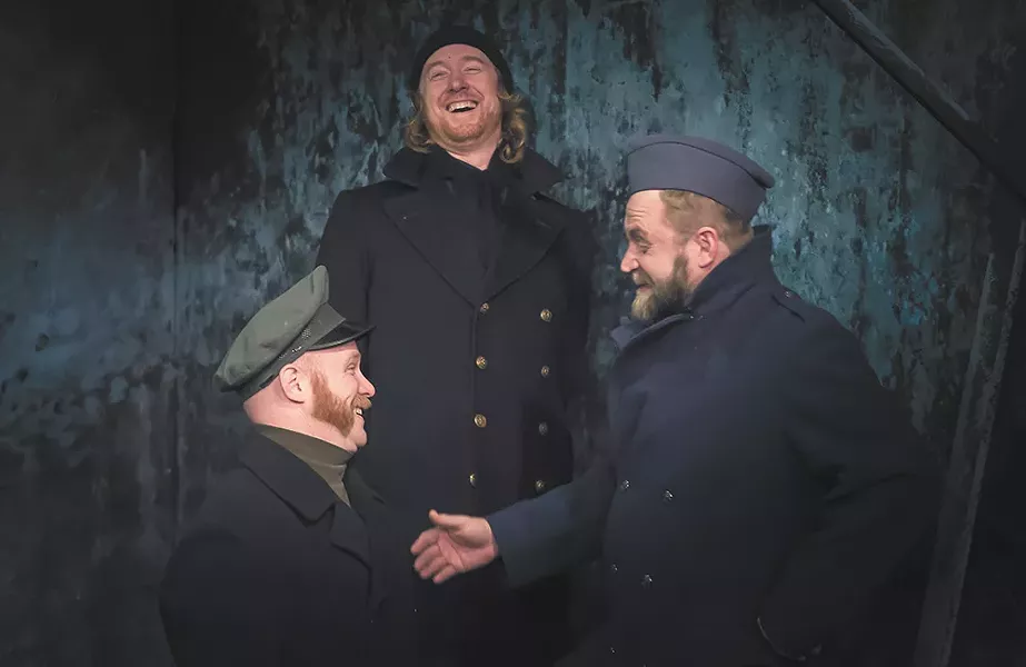 Glenn Bentley (left), Daniel J. Bell (center) and Jim Swoboda star in All Is Calm. - DAN BAUMER