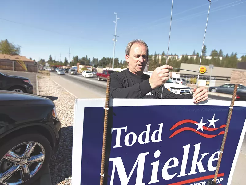 Incumbent Todd Mielke, on the campaign trail. - YOUNG KWAK